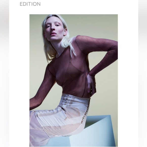 New! zara Ateller large lingerie style silk blend sheer two piece silk skirt. - Picture 5 of 16